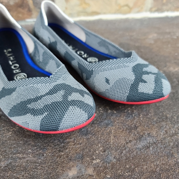 Rothy's Shoes | Rothys Grey Camo Roundtoe Red Sole Rare Flats 8 | Poshmark